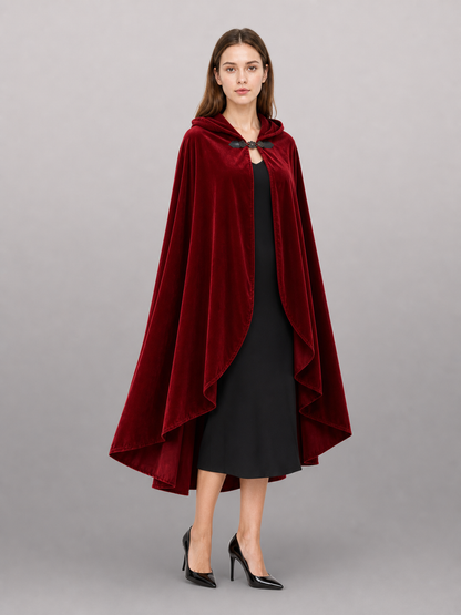 Red medieval carnival cloak with hood
