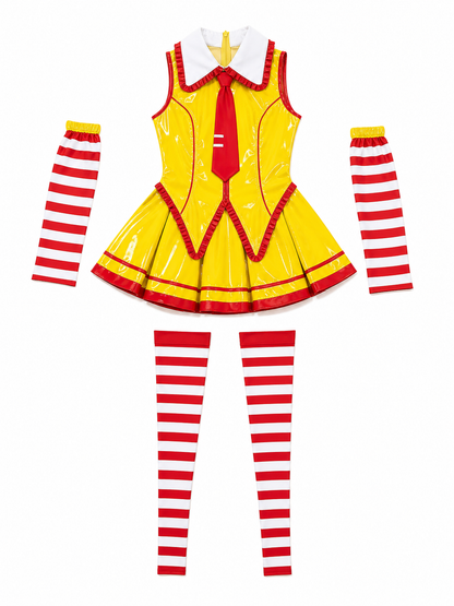 Cosplay Costume with Dress, Sleeves, and Stockings