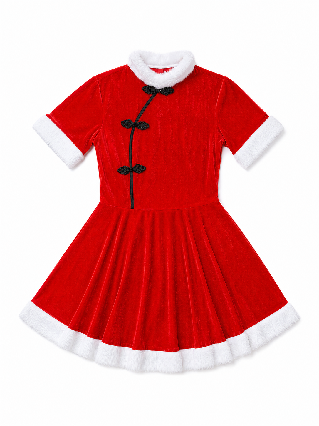 Bright festive dress in Chinese style with a cape