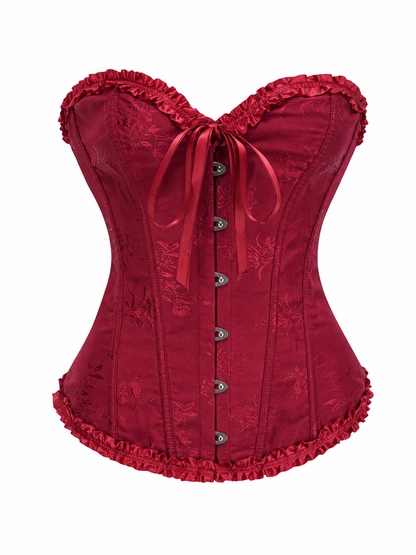 Strapless Corset with Ruffles and Lace-Up Detail