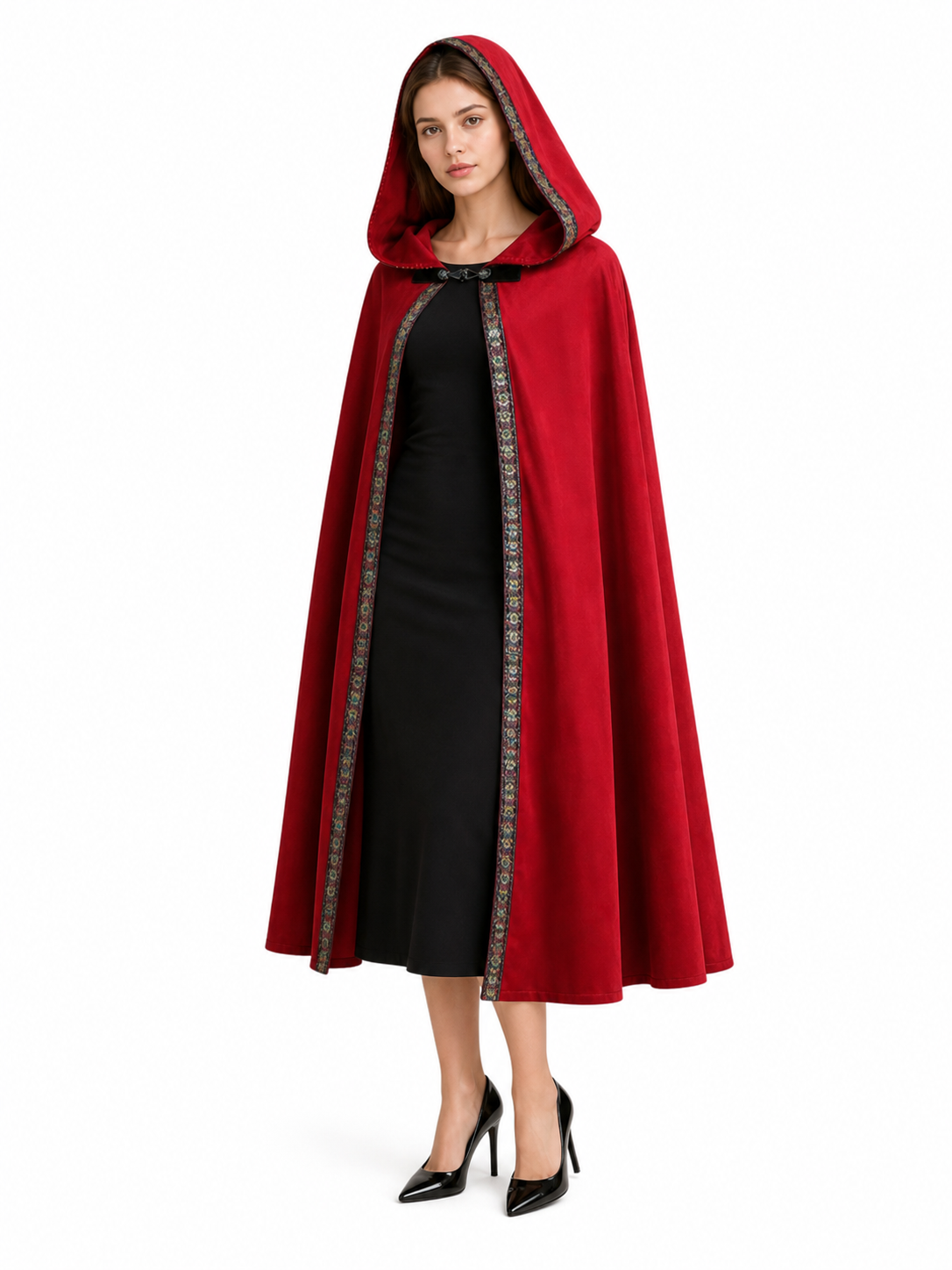 Red Hooded Carnival Cloak for Cosplay