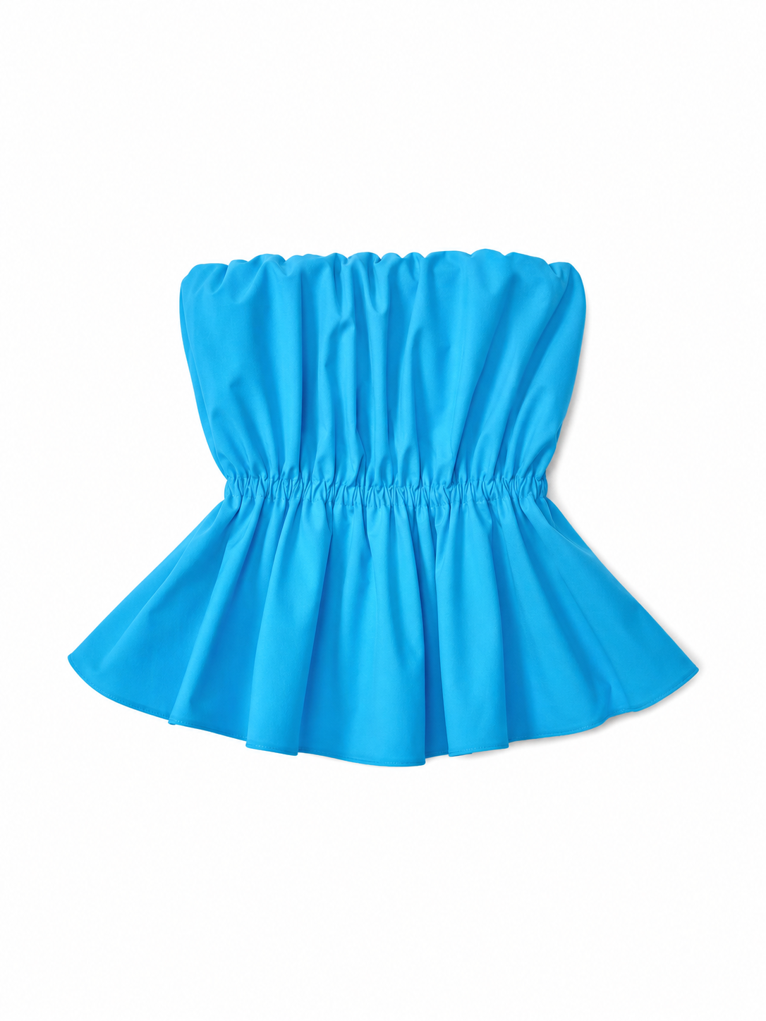 Strapless Dress with Scalloped Edge and Gathering