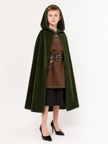 Dark Green Hooded Carnival Cloak
