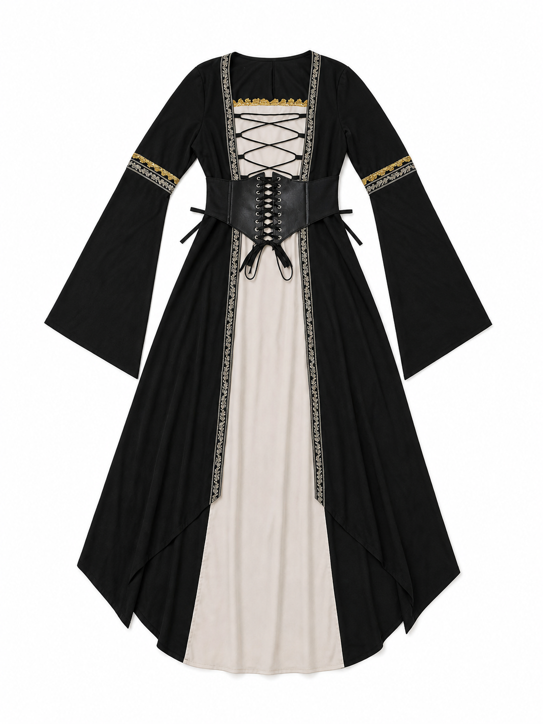 Gothic long-sleeve lace-up dress