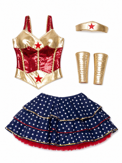 Star Superhero Dress with Red and Blue Tutu Skirt