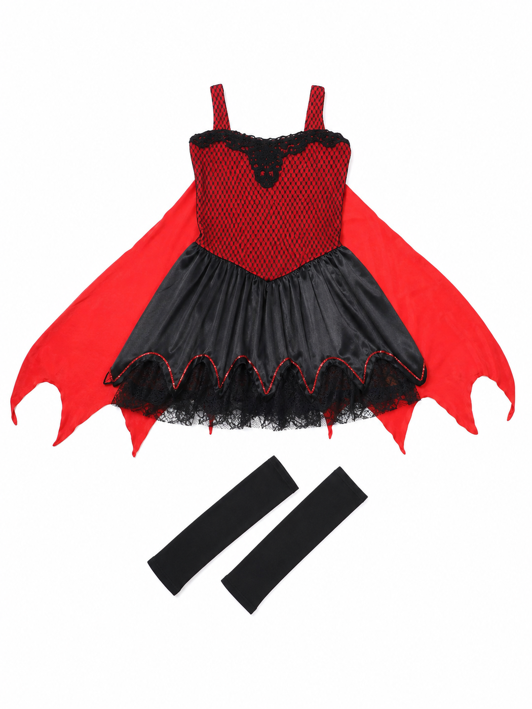 Vampire Dress with Red Cape and Lace