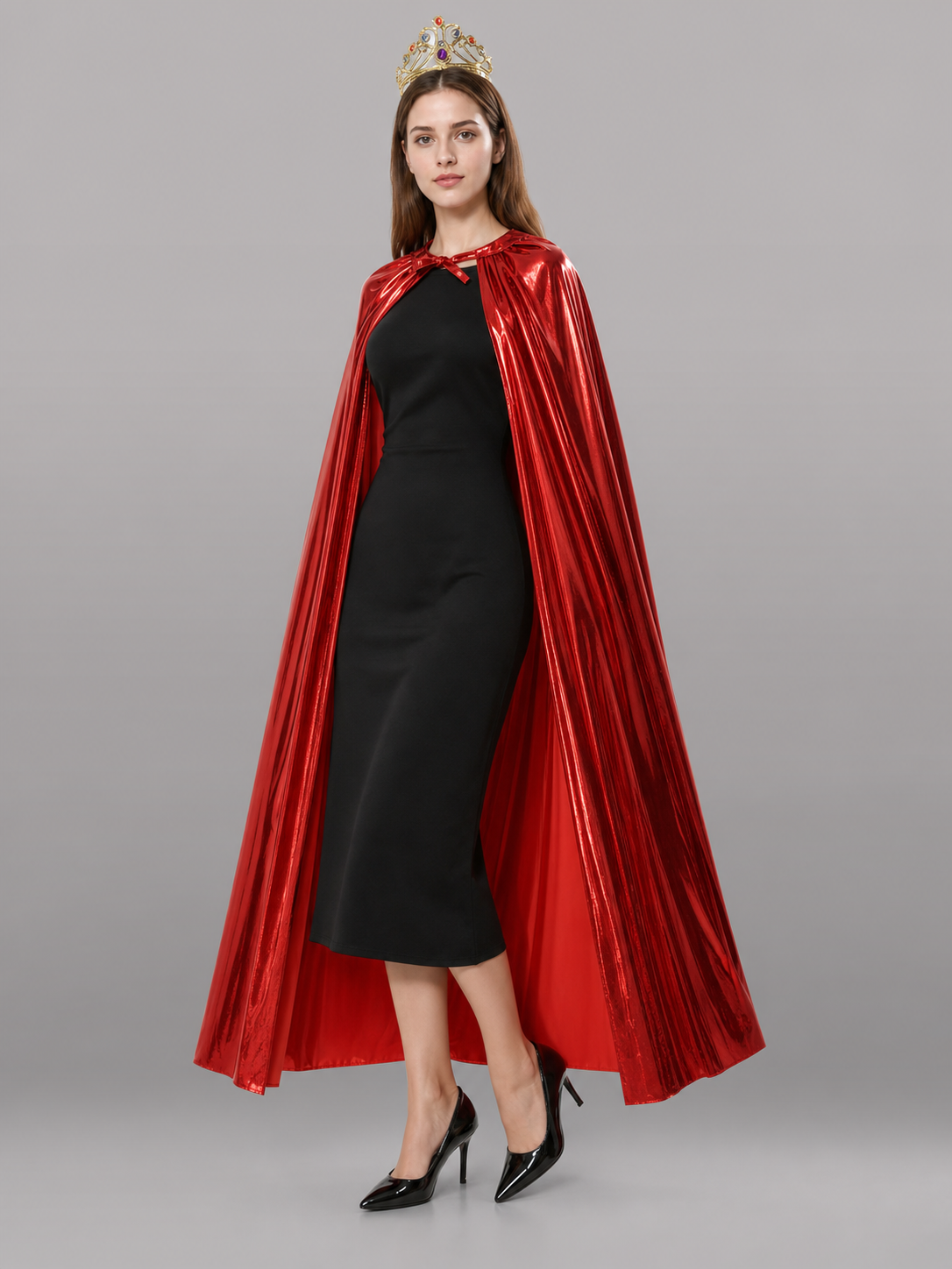 Red Carnival Cape with Gold Crown