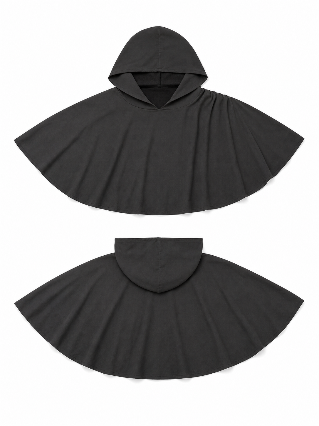 Dark Gray Hooded Poncho Cloak Costume product view 30
