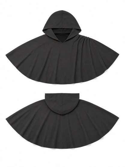 Dark Gray Hooded Poncho Cloak Costume product view 30