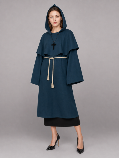 Dark Teal Hooded Costume Cloak