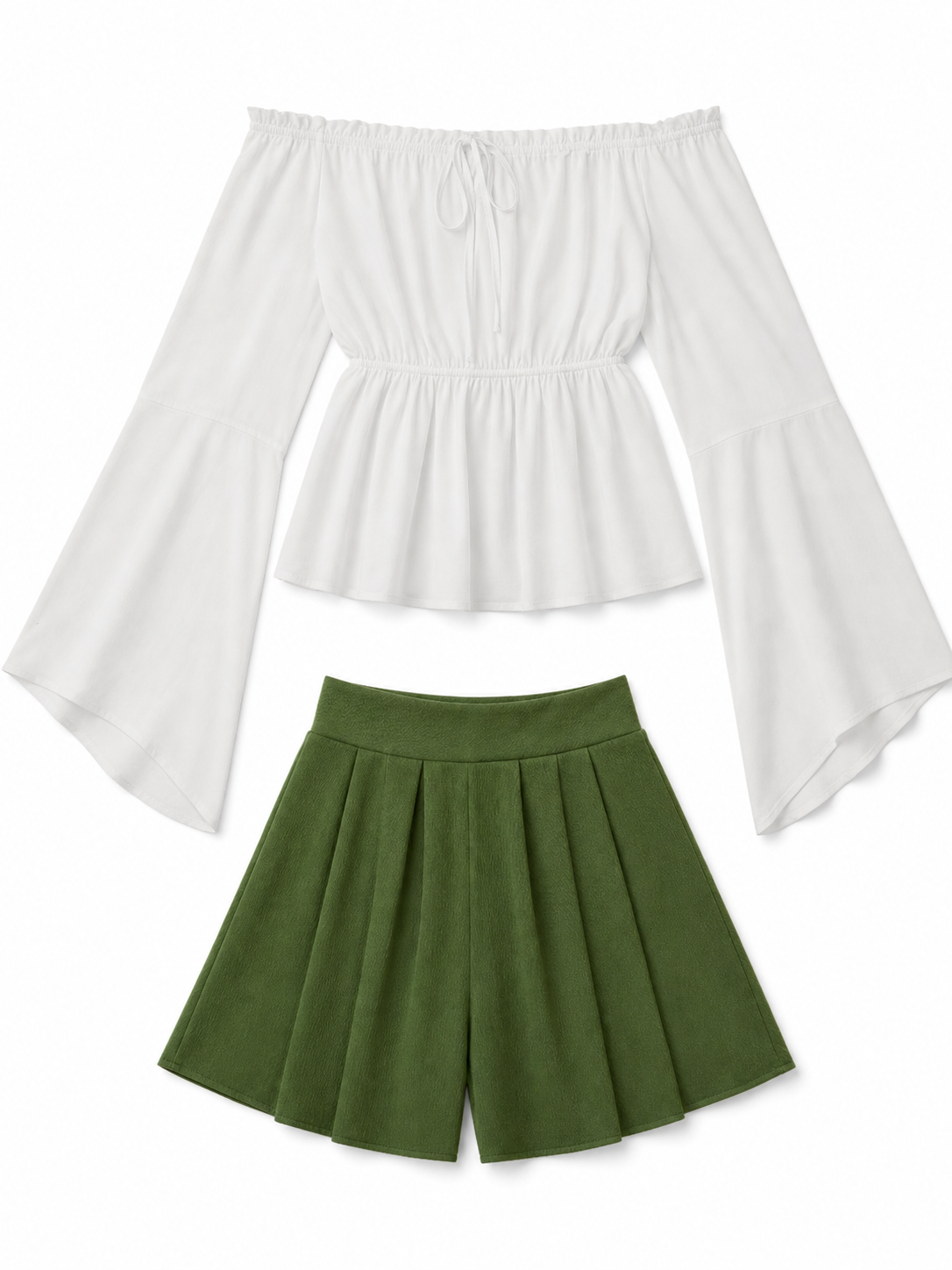 Off-the-Shoulder Blouse with Flared Sleeves