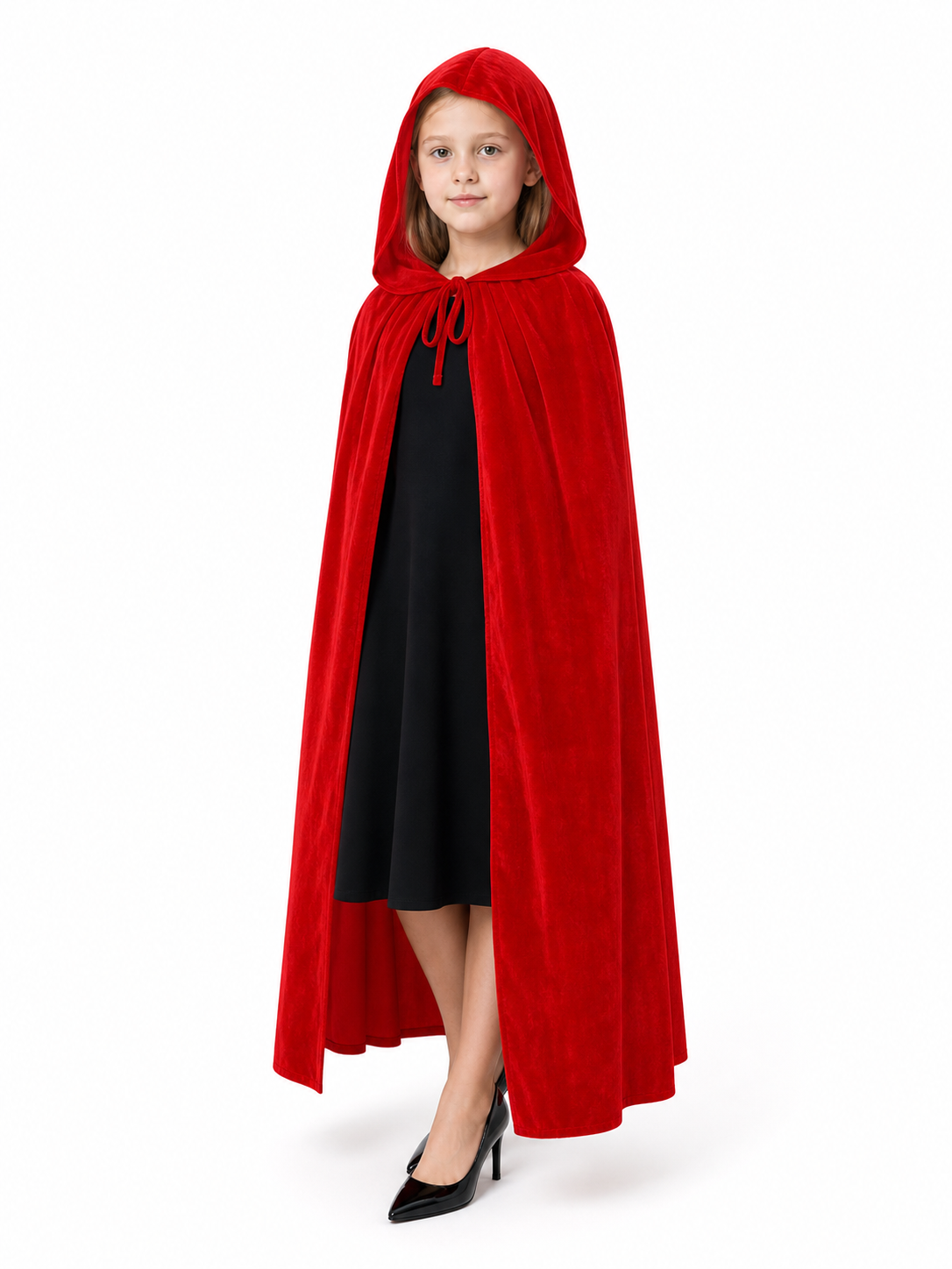 Red Carnival Cape with a Large Hood