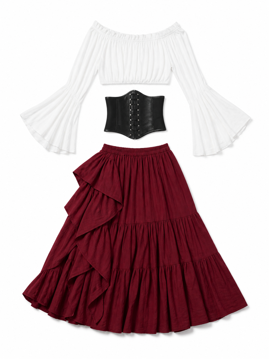 Gothic Costume with Corset and Multi-Tiered Skirt