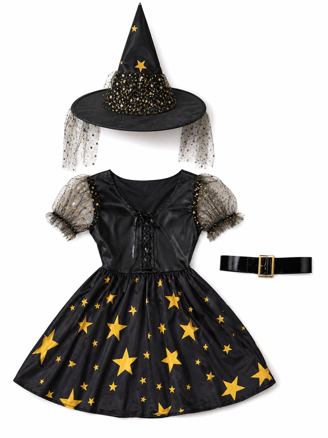 Black Witch Cosplay Dress with Stars