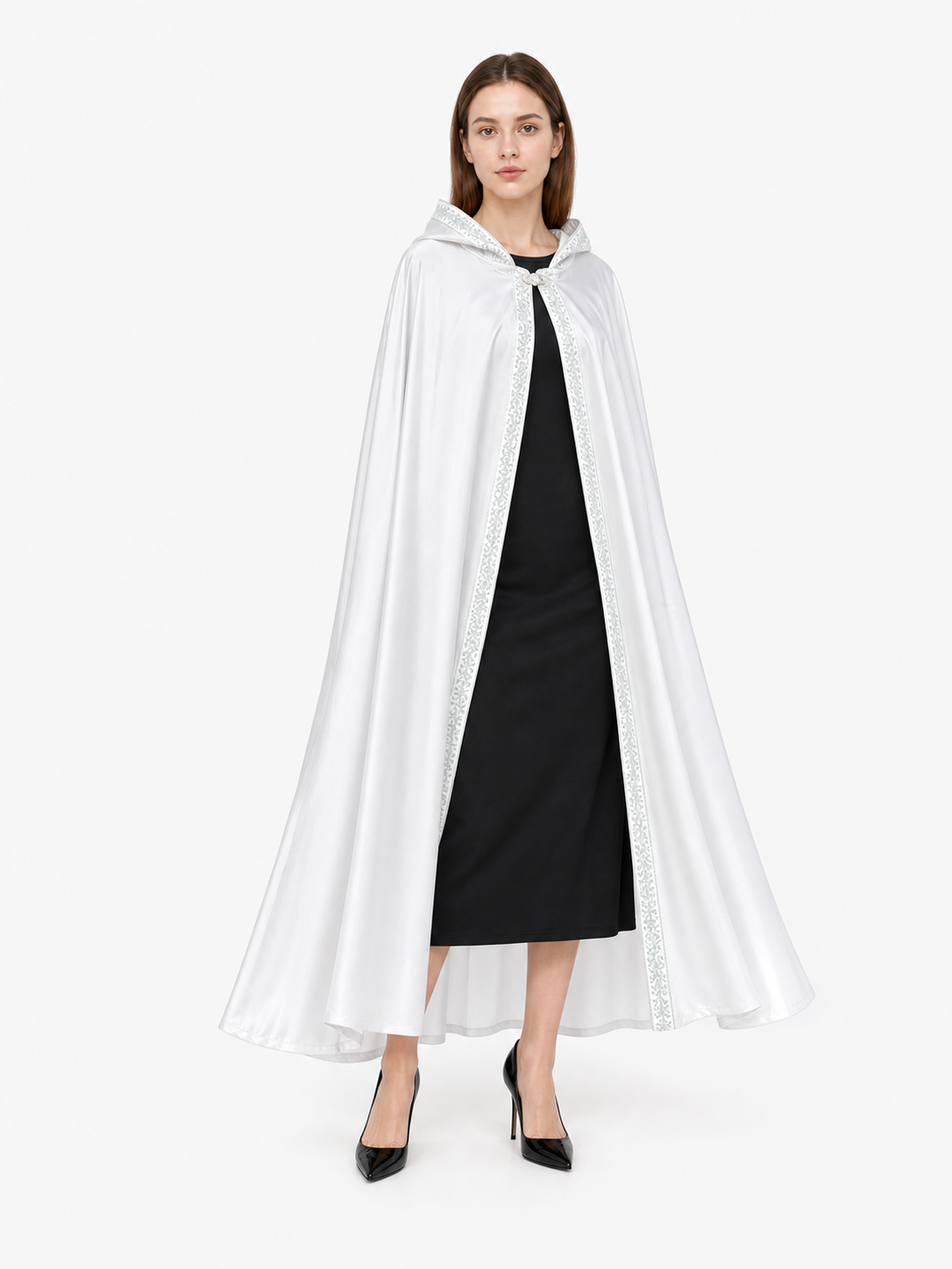 White Hooded Costume Cape, Medieval