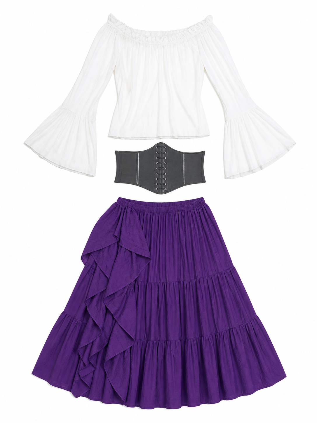 Historical Costume with Corset and Tiered Skirt