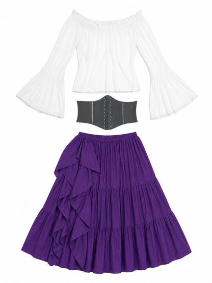 Historical Costume with Corset and Tiered Skirt