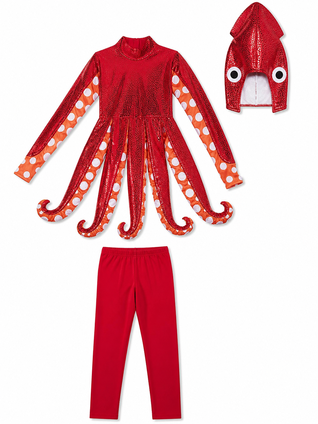Red Sequin Squid Stage Costume