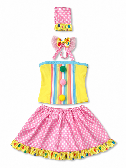 Bright clown costume dress for carnival and stage