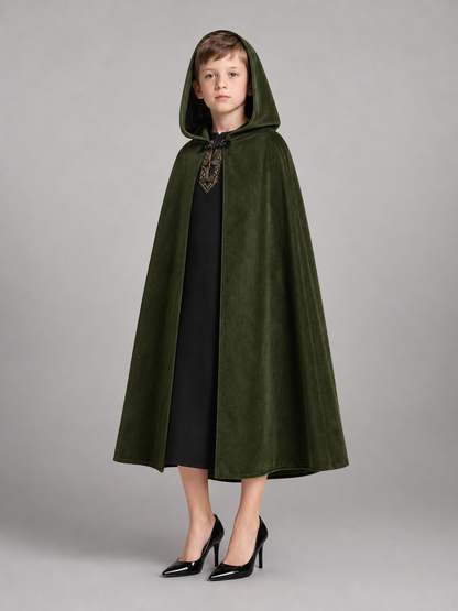 Dark Green Hooded Carnival Cloak