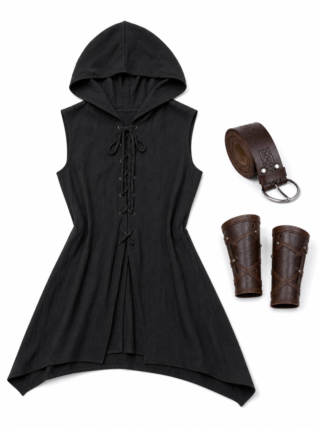 Medieval Cotton-Linen Hooded Tunic