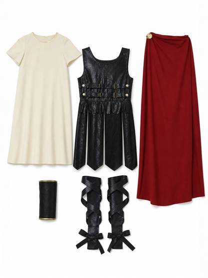 Retro Palace-Style Costume with Dress and Cape