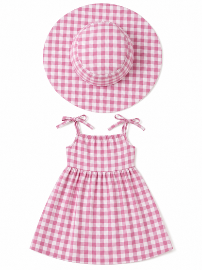 Barbie-Style Costume: Plaid Dress and Hat