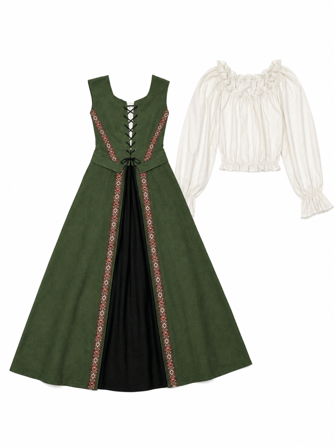 Renaissance-Style Dress with a Square Neckline
