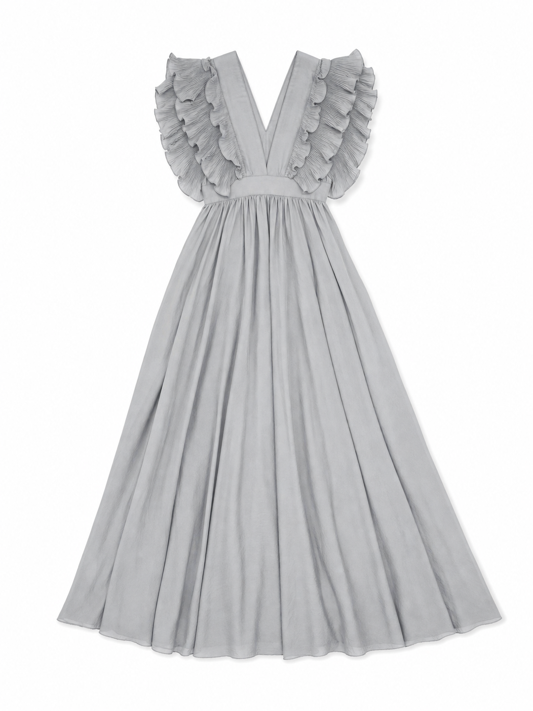 Long Evening Dress with a Deep V-Neckline