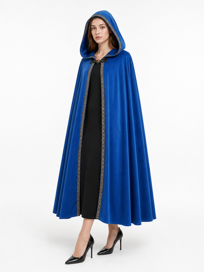 Blue carnival hooded cloak, medieval