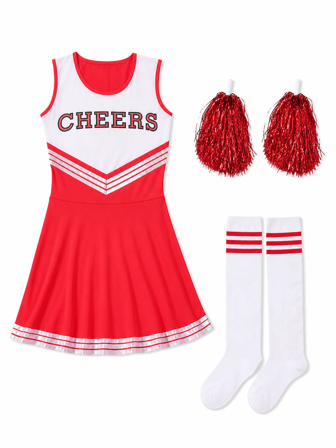 CHEERS Performance Costume, Dress and Pom-Poms