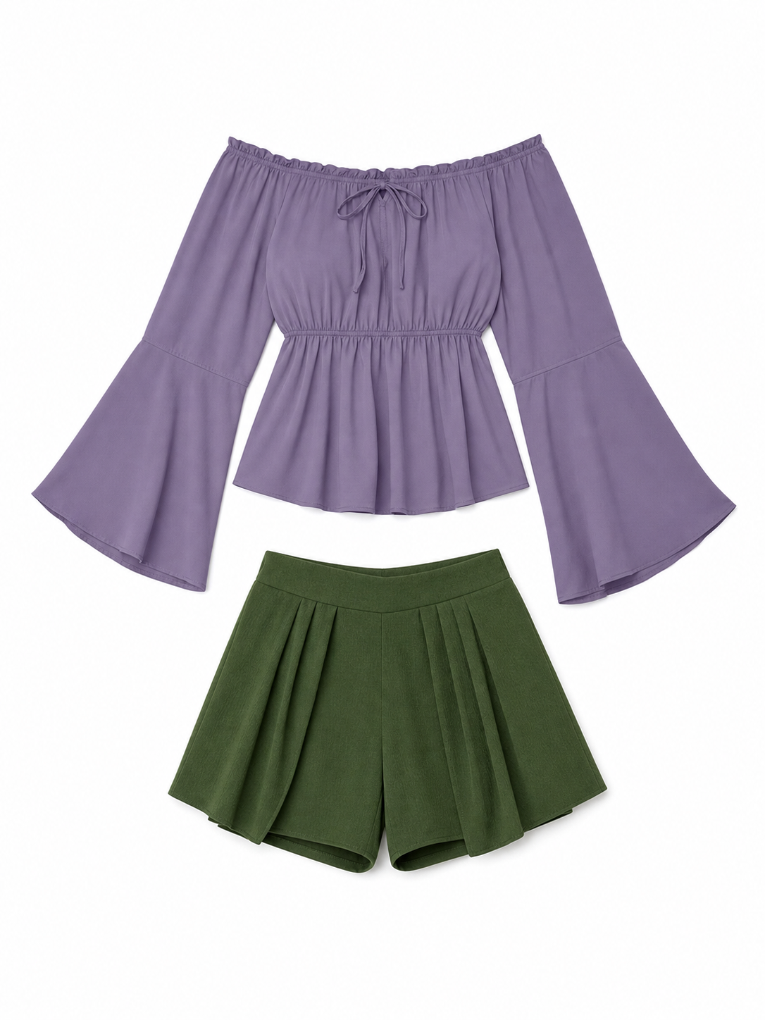 Off-the-Shoulder Blouse with Flared Sleeves