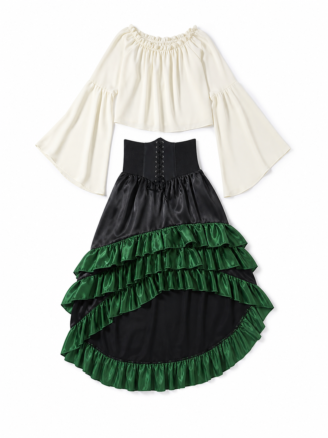 Asymmetrical Costume Dress with Ruffles and Lacing