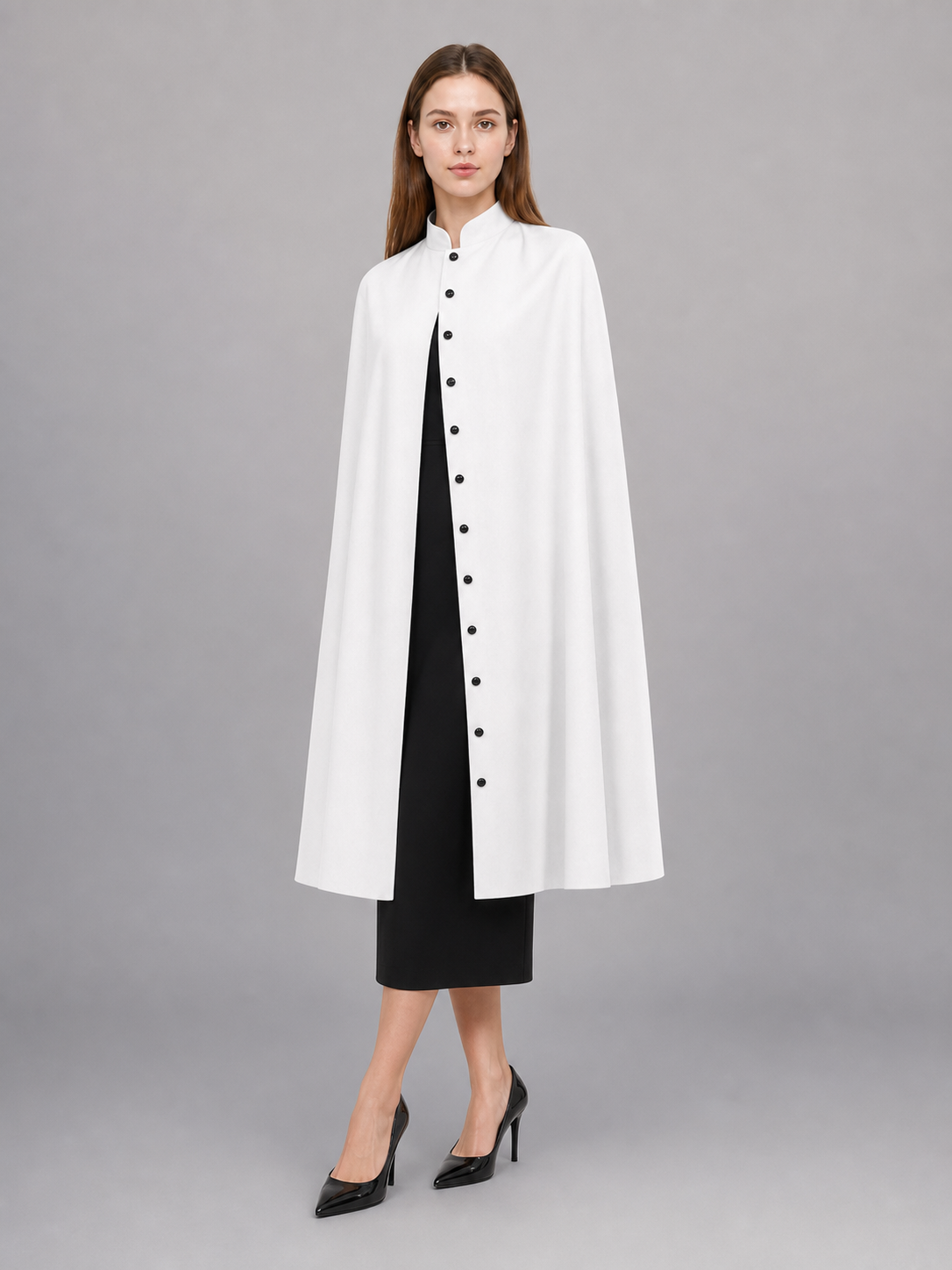 White Hooded Carnival Cloak for a Costume Look