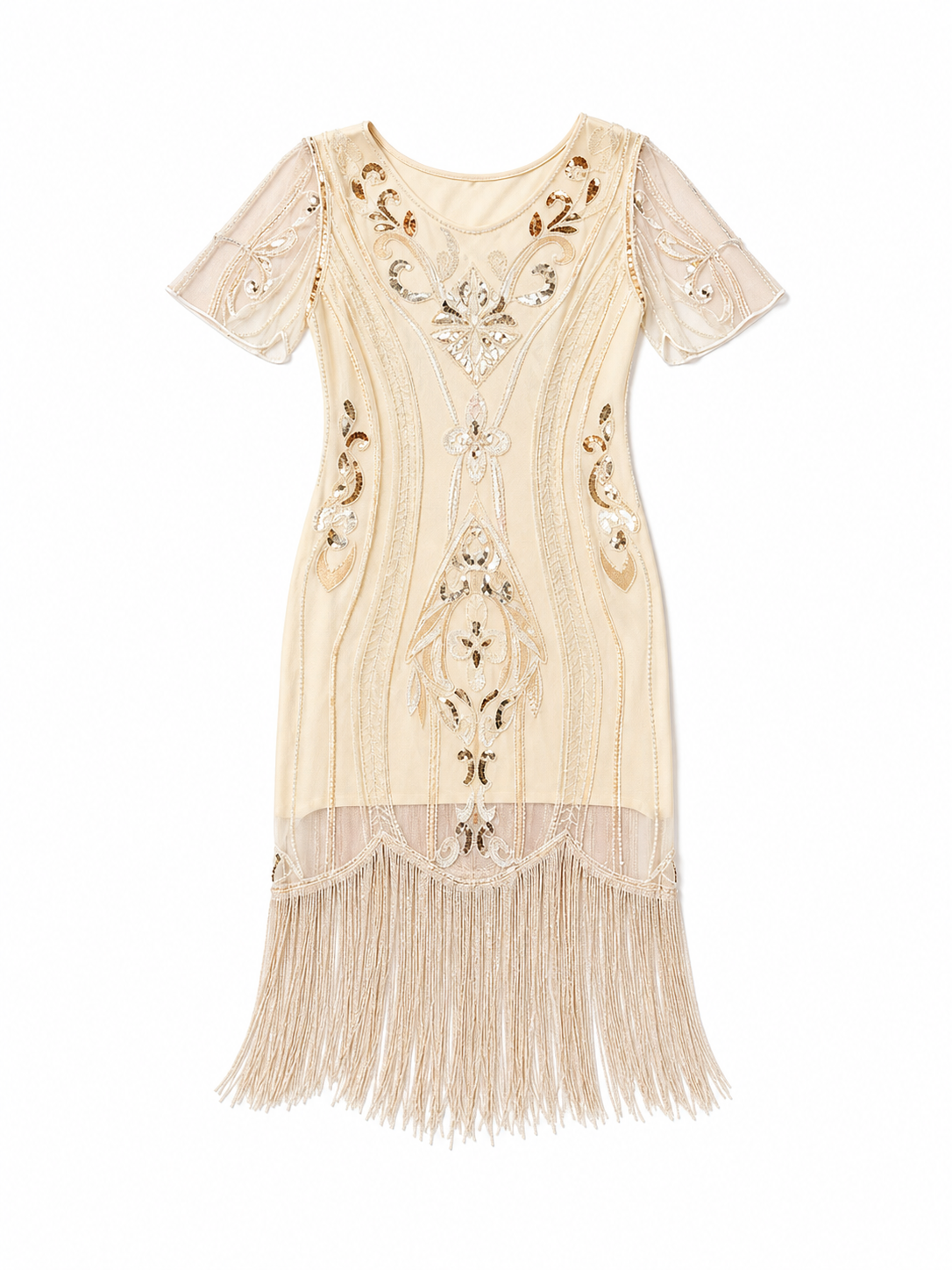 1920s-Style Dress with Fringe and Embellishments