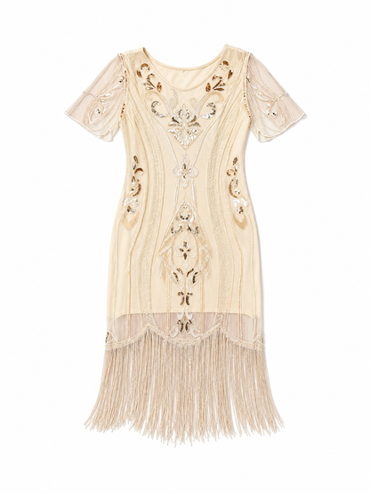 1920s-Style Dress with Fringe and Embellishments