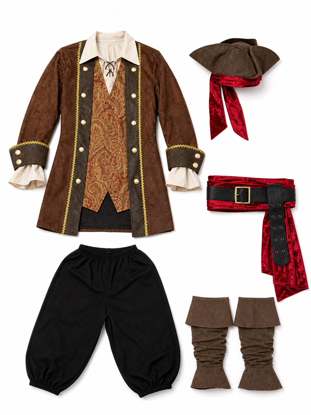 Pirate Costume with Frock Coat and Accessories