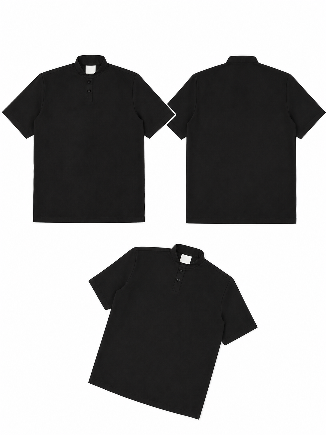 Black Cosplay T-Shirt with Stand-Up Collar