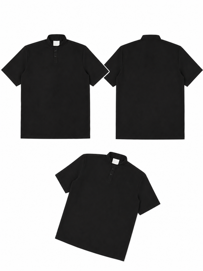 Black Cosplay T-Shirt with Stand-Up Collar
