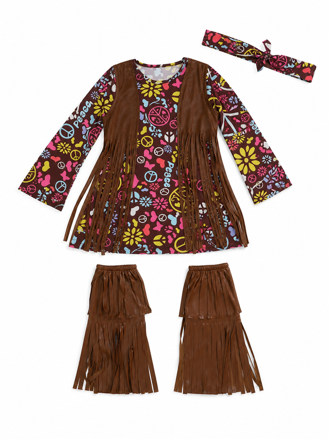 Carnival costume with fringe and colorful print