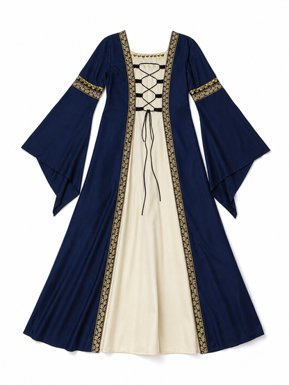 Long medieval dress with flared sleeves