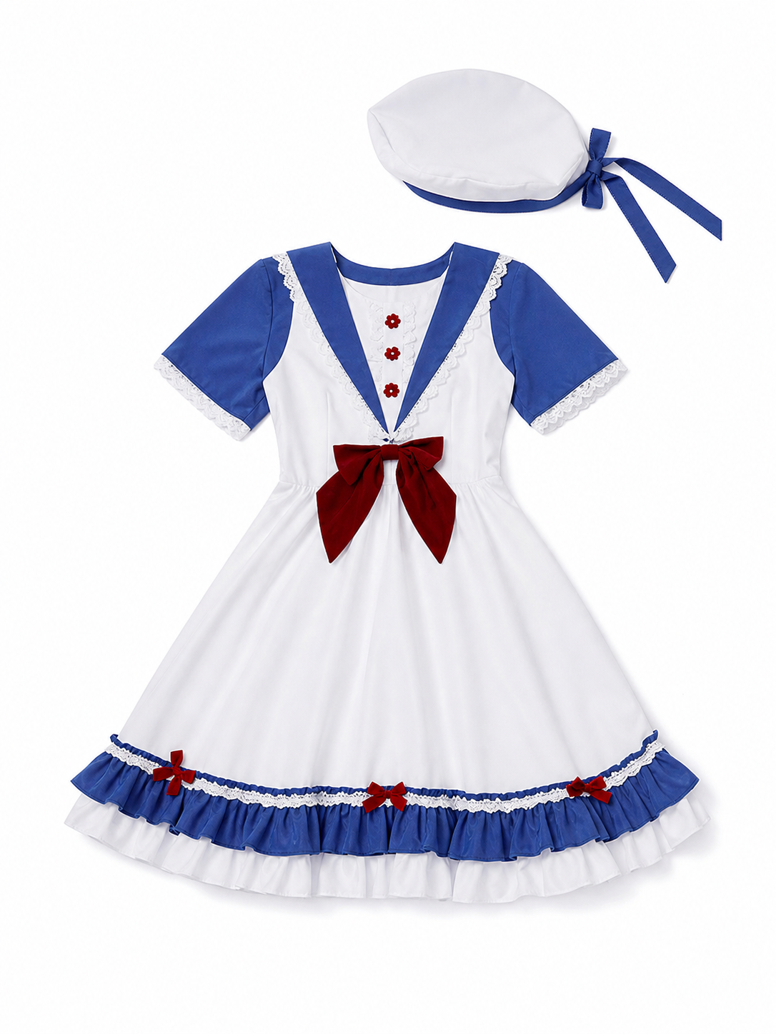 Cosplay Dress Costume with a Bow and Ruffles