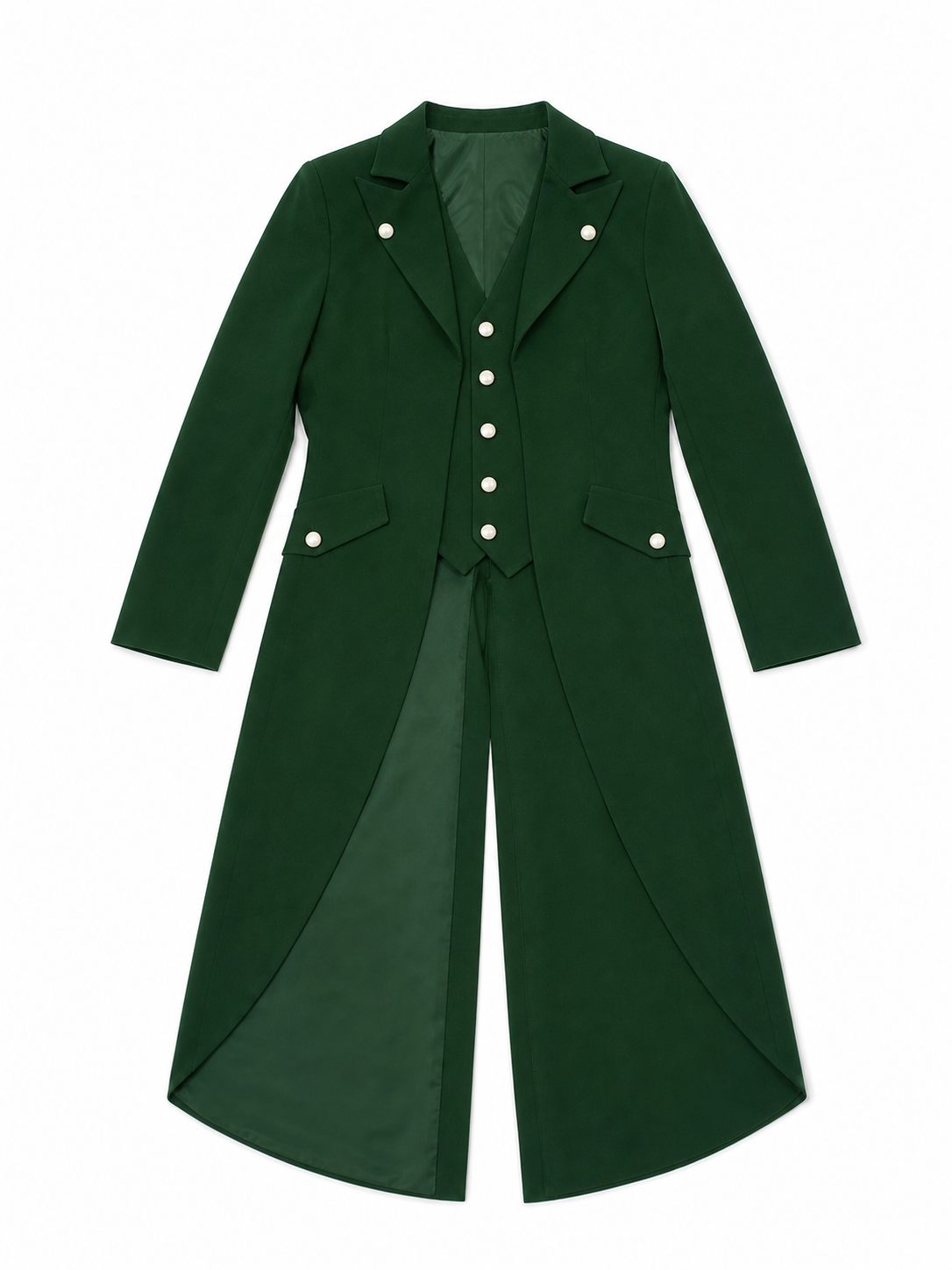 Long Dark Green Gothic-Style Tailcoat