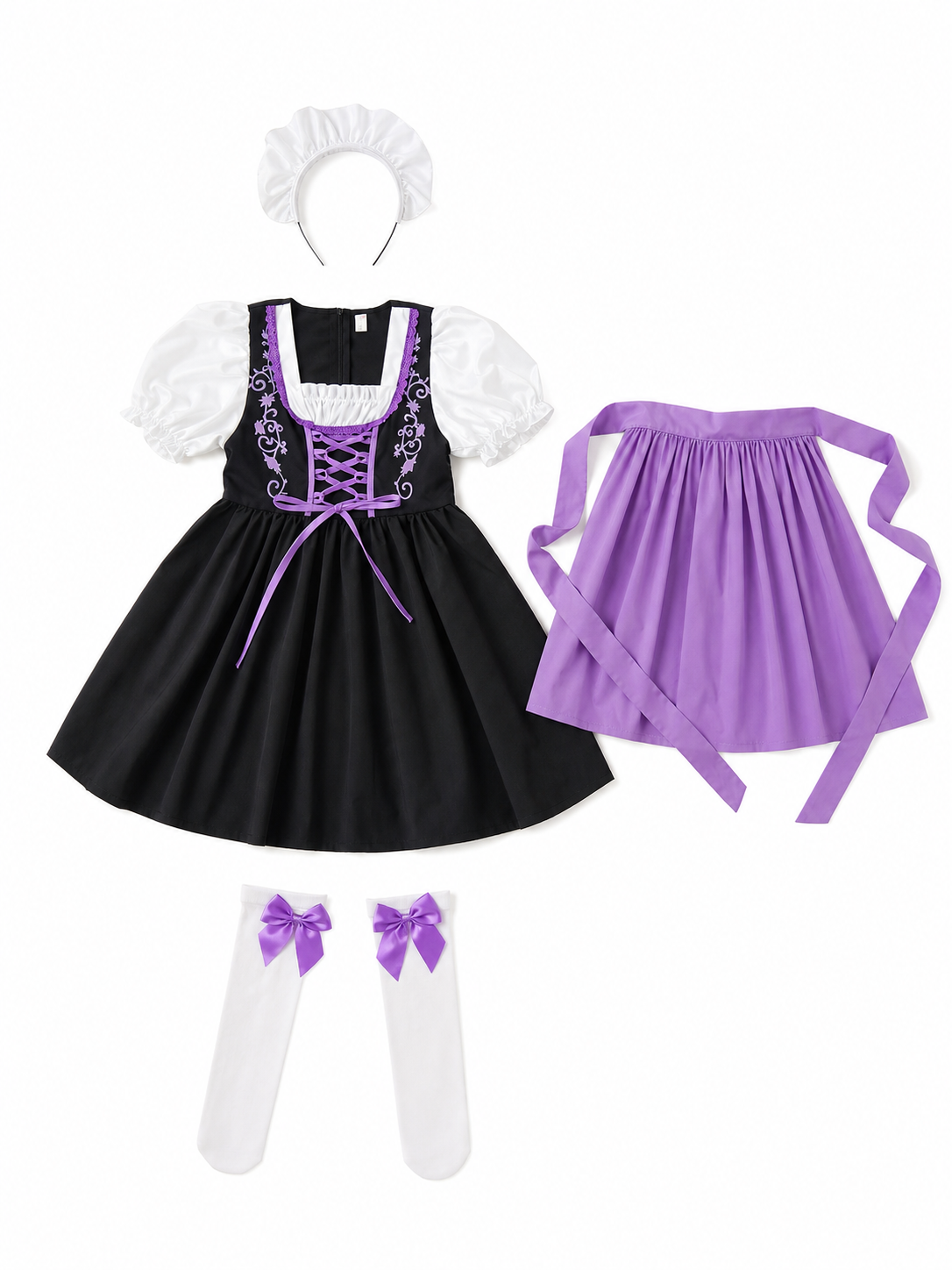 Dirndl Carnival Dress with Apron and Accessories