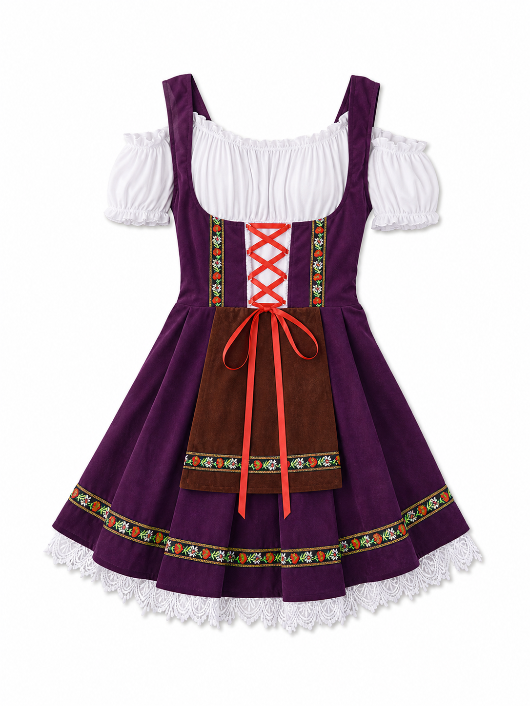 Historical costume dress with folk ribbons