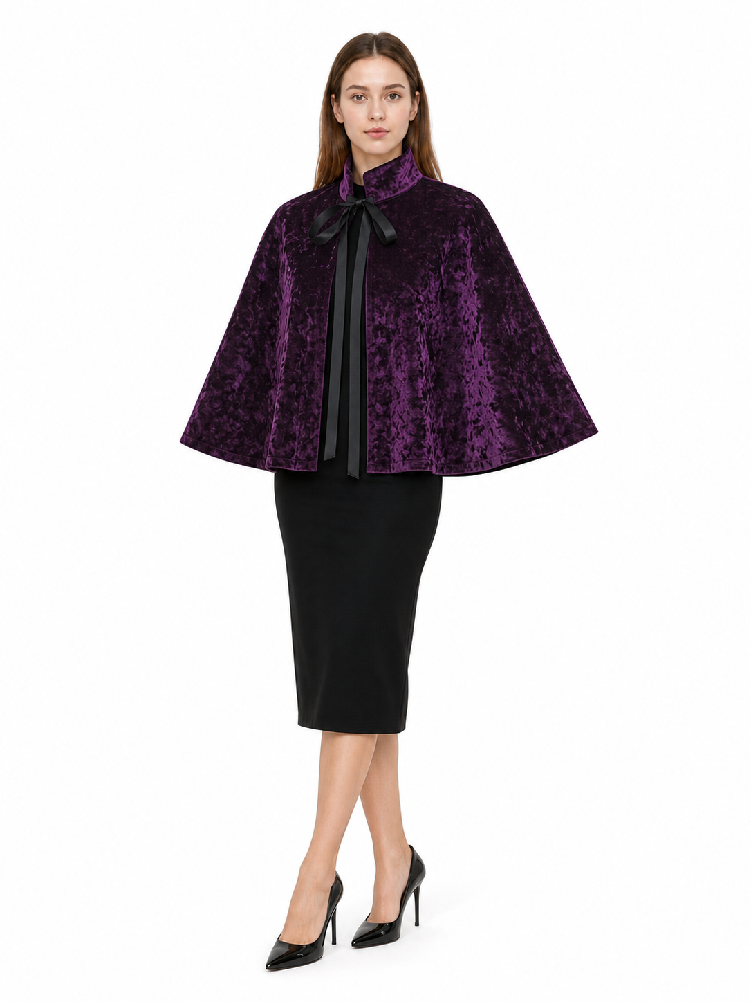 Purple Costume Cloak with High Collar