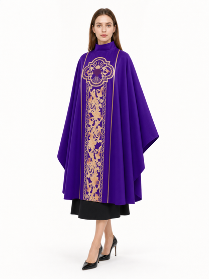 Purple Carnival Cloak with High Collar