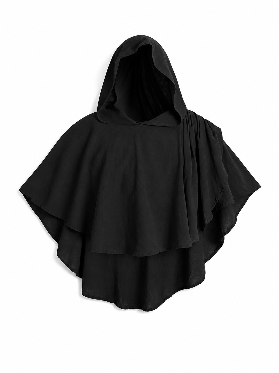 Women's Gothic Hooded Cape Cloak for Halloween Cosplay, Black Flowing Draped included items 4
