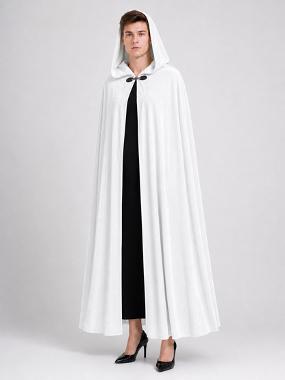 Long White Hooded Carnival Cloak