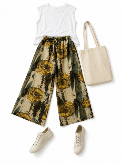 Palazzo Pants with Floral Print and Drawstring included items 2